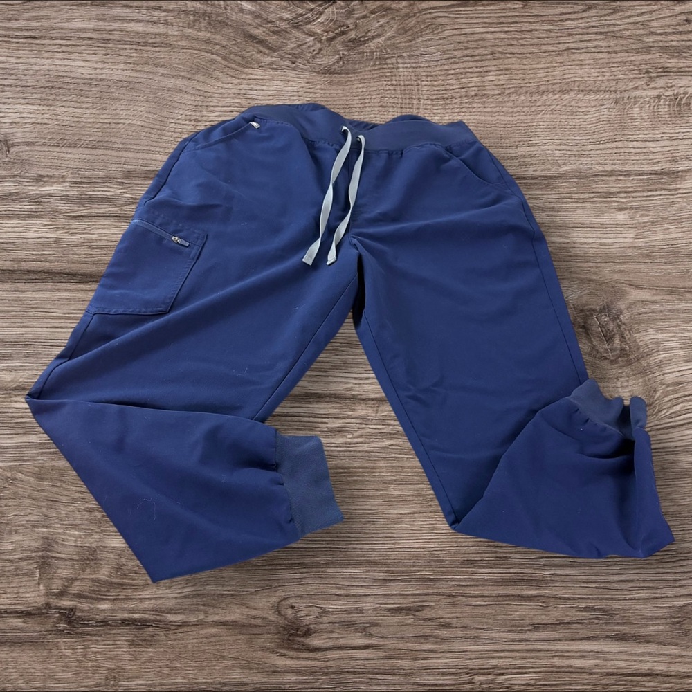 FIGS Women Scrub Pants XL Blue Jogger Zipper 28” Inseam Polyester (301)